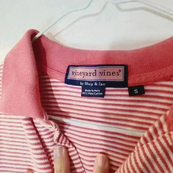 Vineyard Vines Pink Striped Polo GUC Mens Size Small - Picture 3 of 7